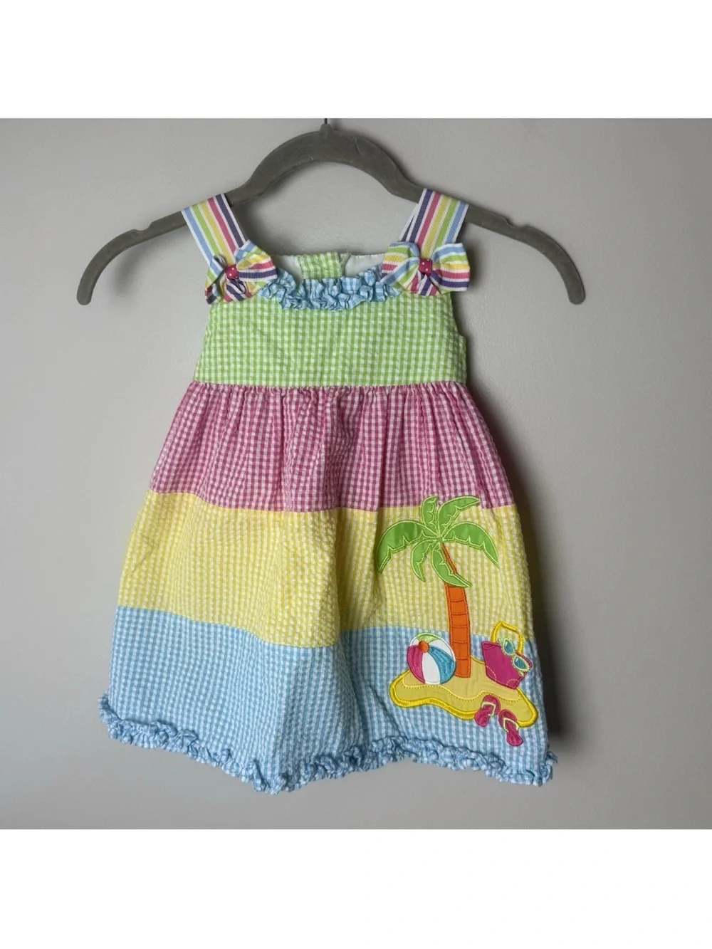 Emily Rose Girls Dress Size 2T Toddler Sundress Colorful Gingham Plaid Cotton